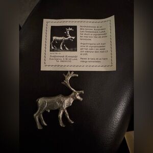 Vintage Scandinavian Pewter Reindeer Figurine